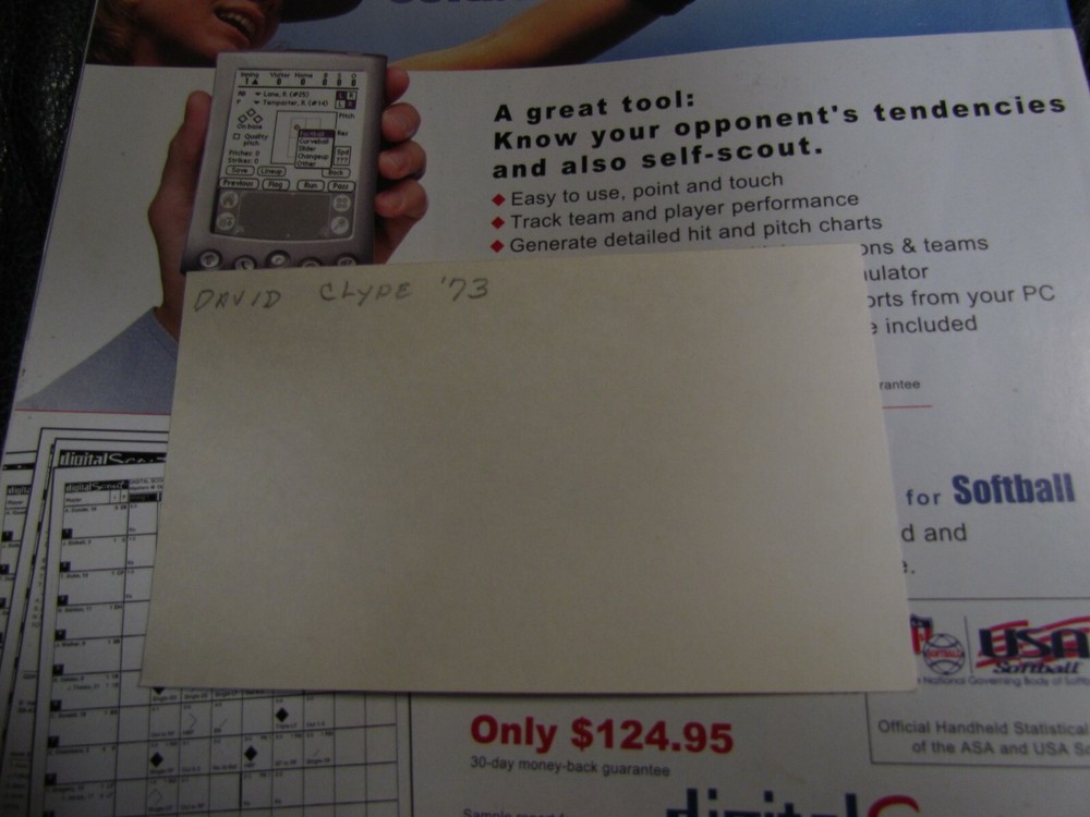 David Clyde autographed index card