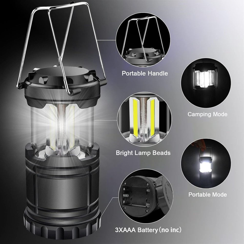 EXTRASTAR 2 Pack LED Battery Operated Lights, Portable Survival 2 pcs, Black