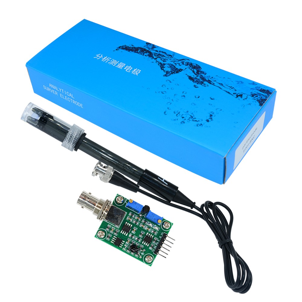 Liquid PH0-14 Value Detect Sensor Module + PH Electrode Probe BNC for Arduino