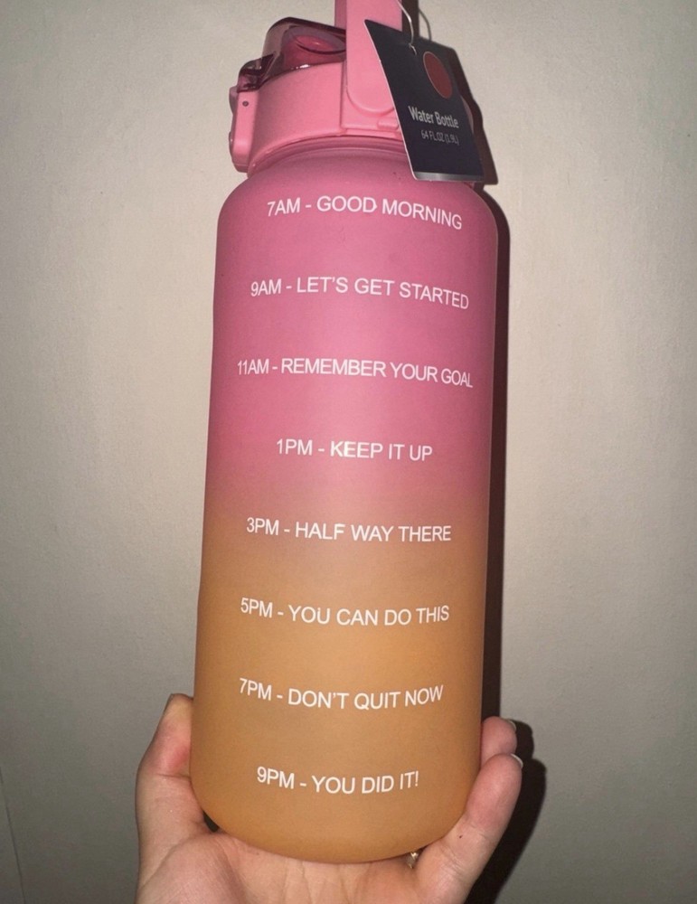 64oz Motivational Water Bottle pink
