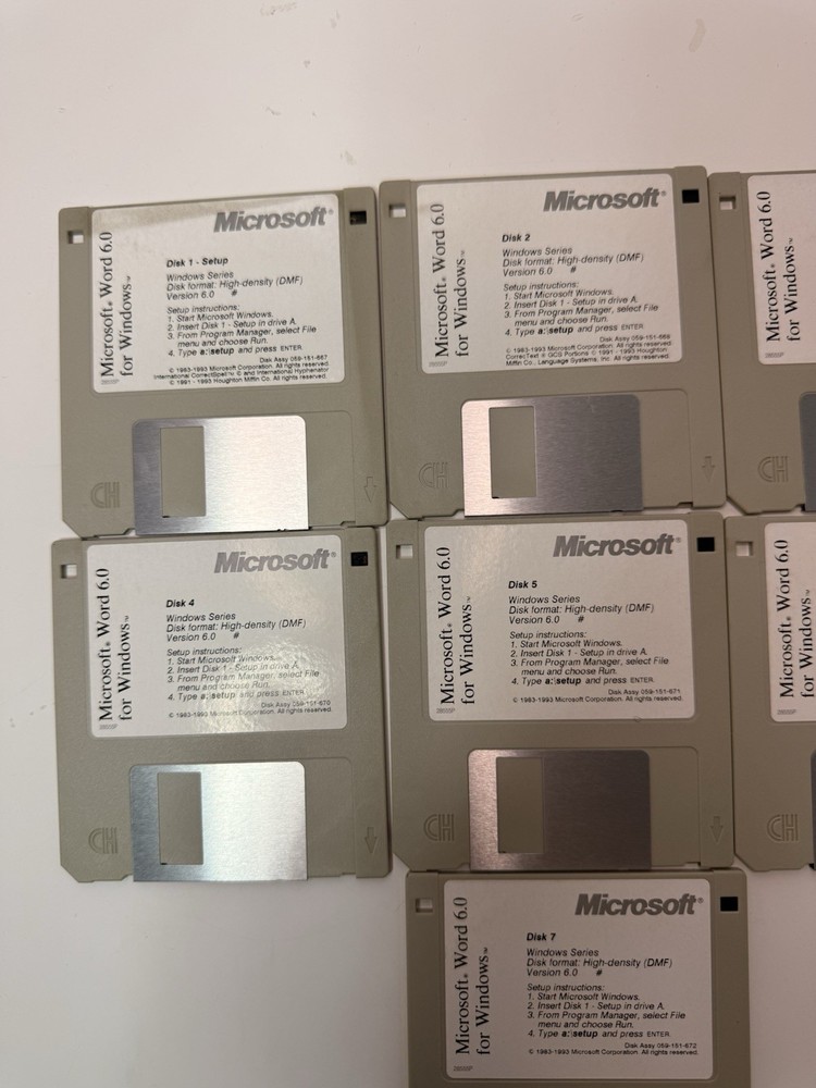 Vintage Microsoft Word 6.0 for Windows – 7 Disk Set (1993)