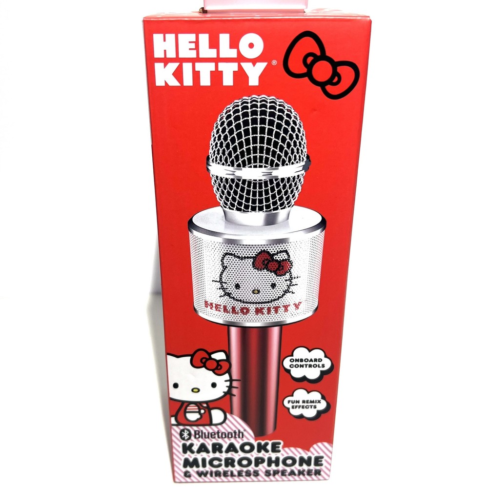 Hello Kitty Bluetooth Karaoke Microphone & Wireless Speaker USB Charging Red NIB