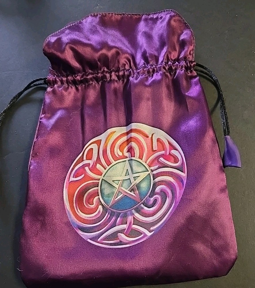 * Purple Magic Star Pentacle Satin Large Tarot Bag Wiccan Pagan Witch