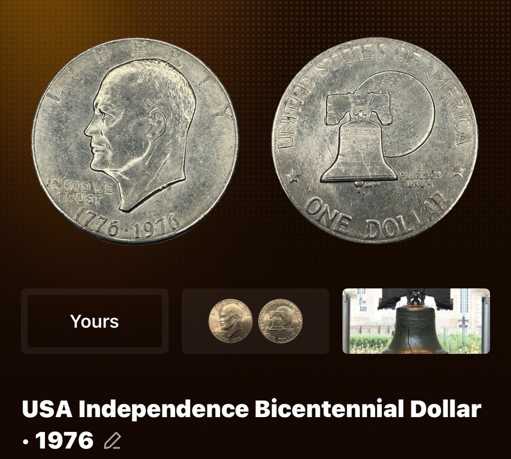 Eisenhower 1776-1976 Bicentennial Eisenhower Silver Dollar-AU-Type 2