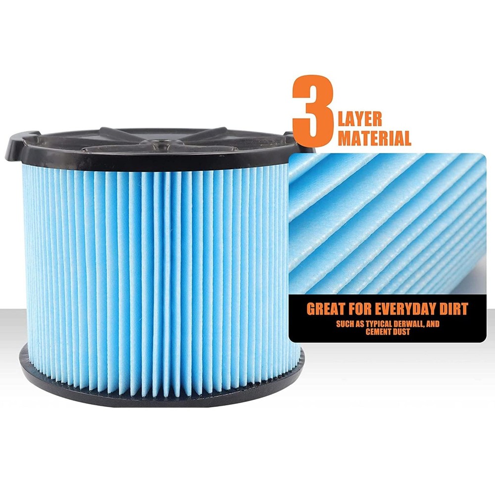 Ridgid VF3500 3-Layer Wet/Dry Vac Filter - Compatible 3-4.5 Gallon Models