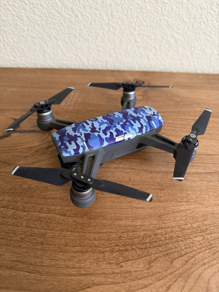 DJI Spark Drone-Blue Camo-Working 2x Battery Included *FULLY TESTED*