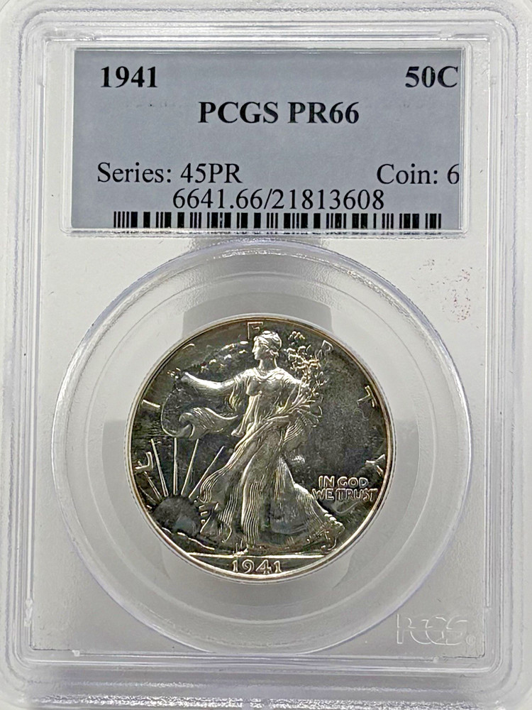 1941 Walking Liberty Silver Half Dollar PR66 PCGS