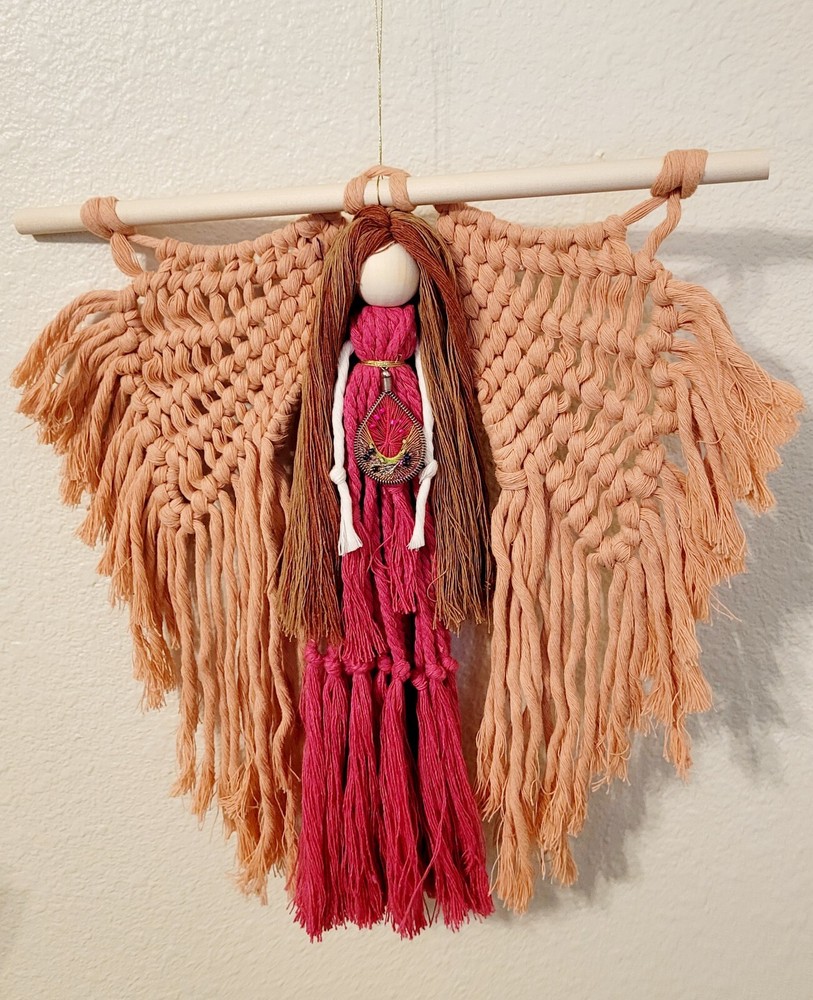 Macrame Handmade Wall Hanging Decor Crocheted Angel Doll Made From Cotton Thread