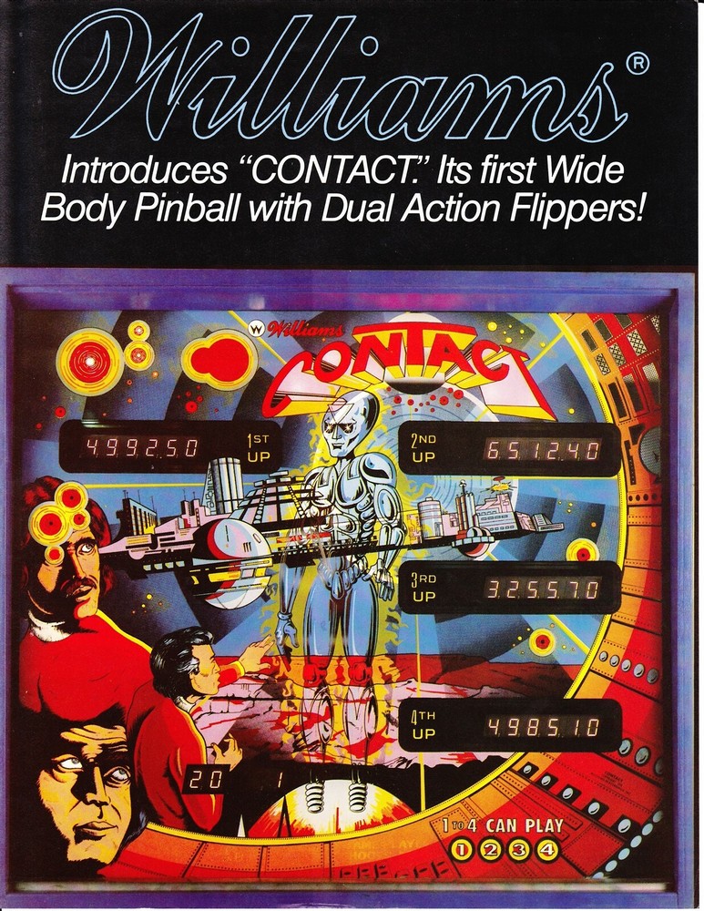 Contact Williams Pinball Flyer Mint / Brochure / Ad