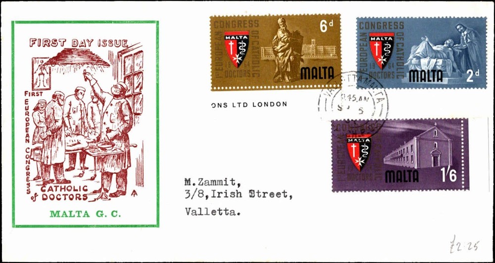 Malta Catholic Doctors Congress FDC Valletta Multi Stamp