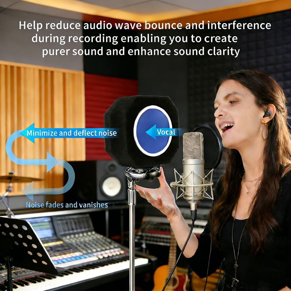 Microphone Isolation Shield Mic Pop Filter for Microphone Record Mic Shield S...