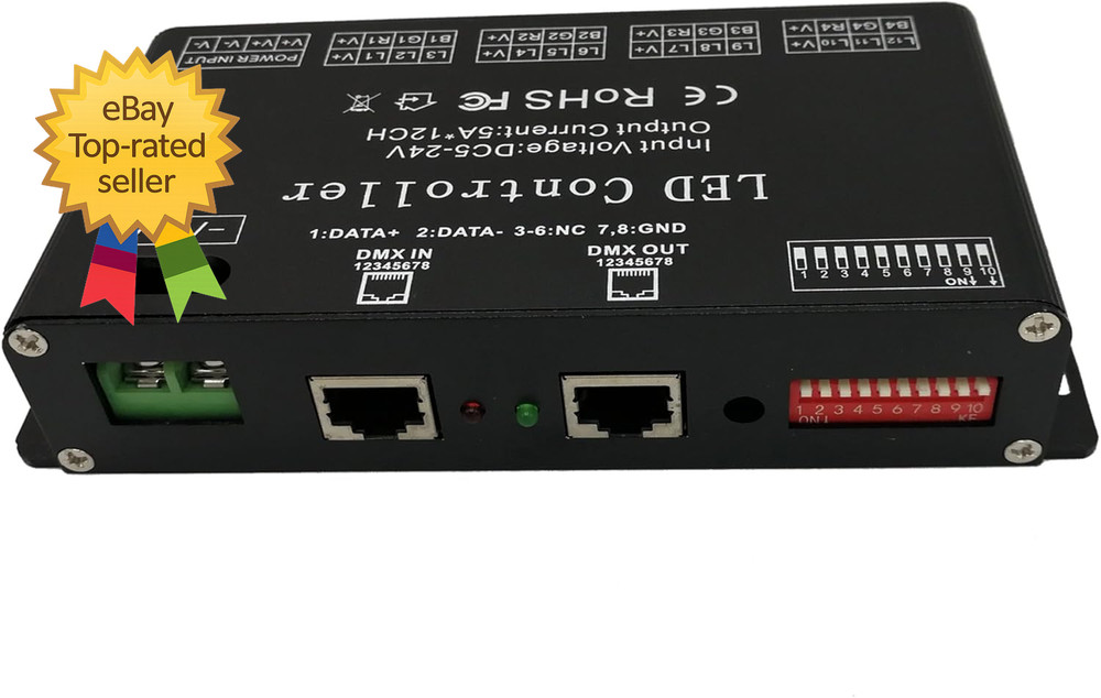 12 Channel DMX Decoder RGB Controller 60A PWM DMX512 Dimmer Driver