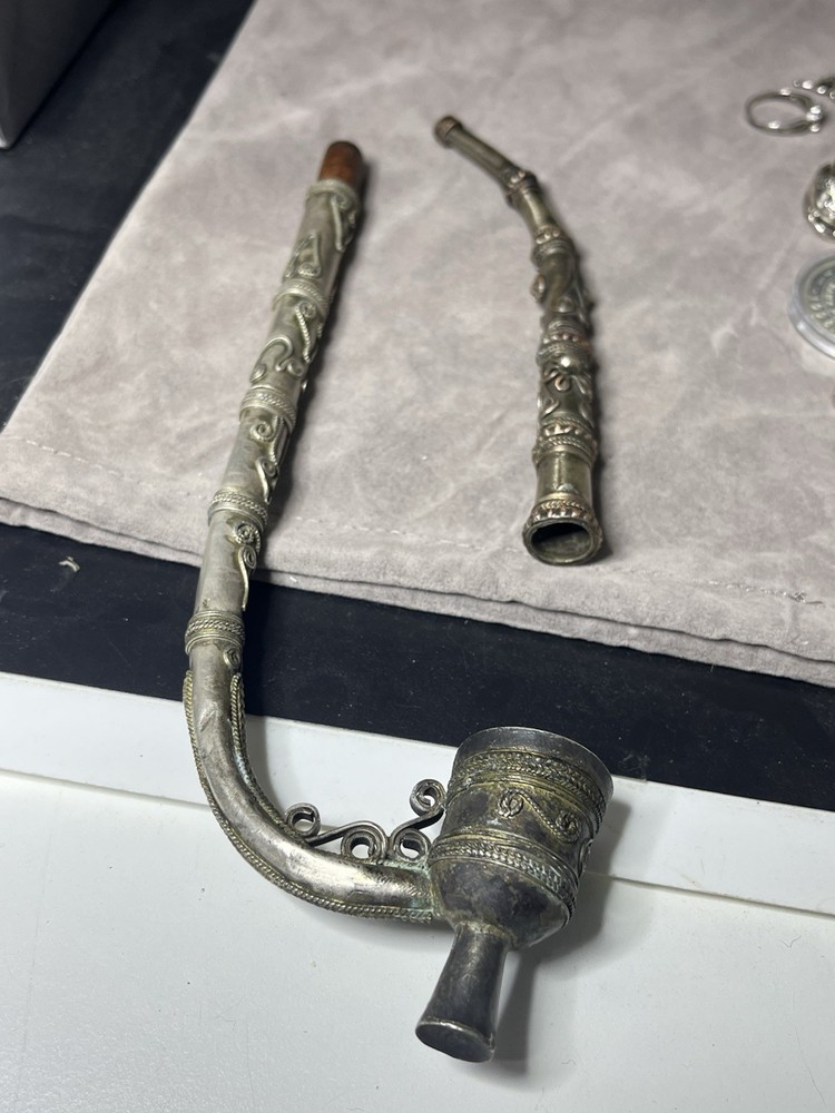 Antique Flegree Silver Pipe 1900s