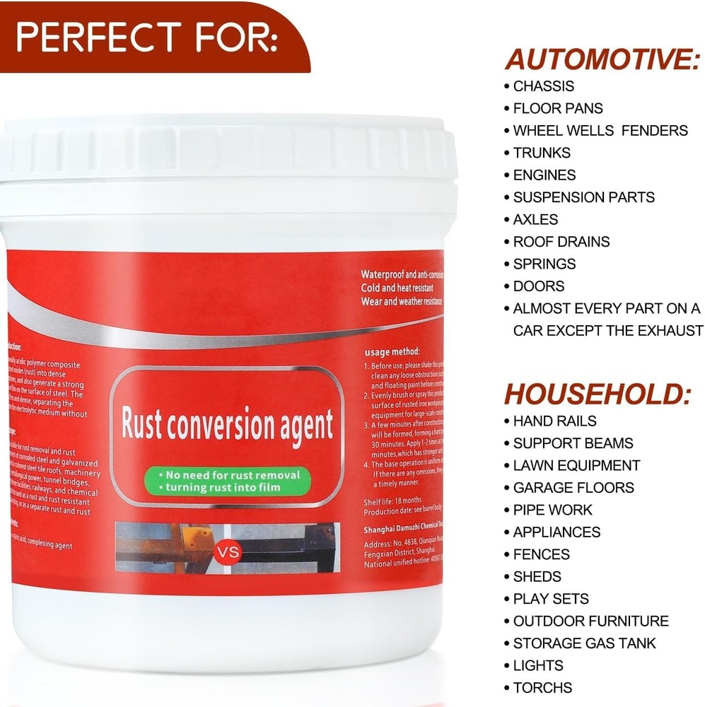 Rust Conversion Agent 300g, Multi-Functional Anti-Rust Paint, Water-Based Met...