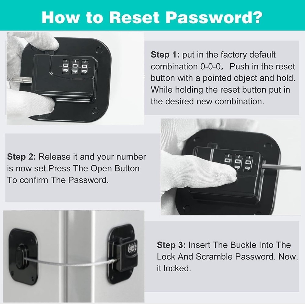 2 Pack Refrigerator Lock - Heavy Duty Combination Fridge Lock, Black