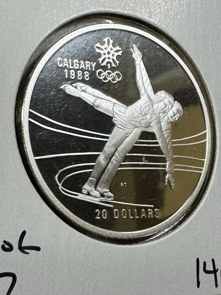 1987 Canada 20 Dollar Large Silver Proof Olympic Commemorative Figure Skating