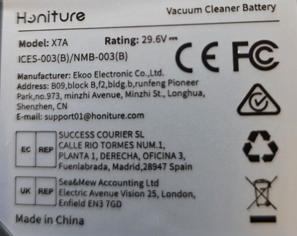 Honiture X7A Replacement Battery Pack for Robot Vacuum Cleaner