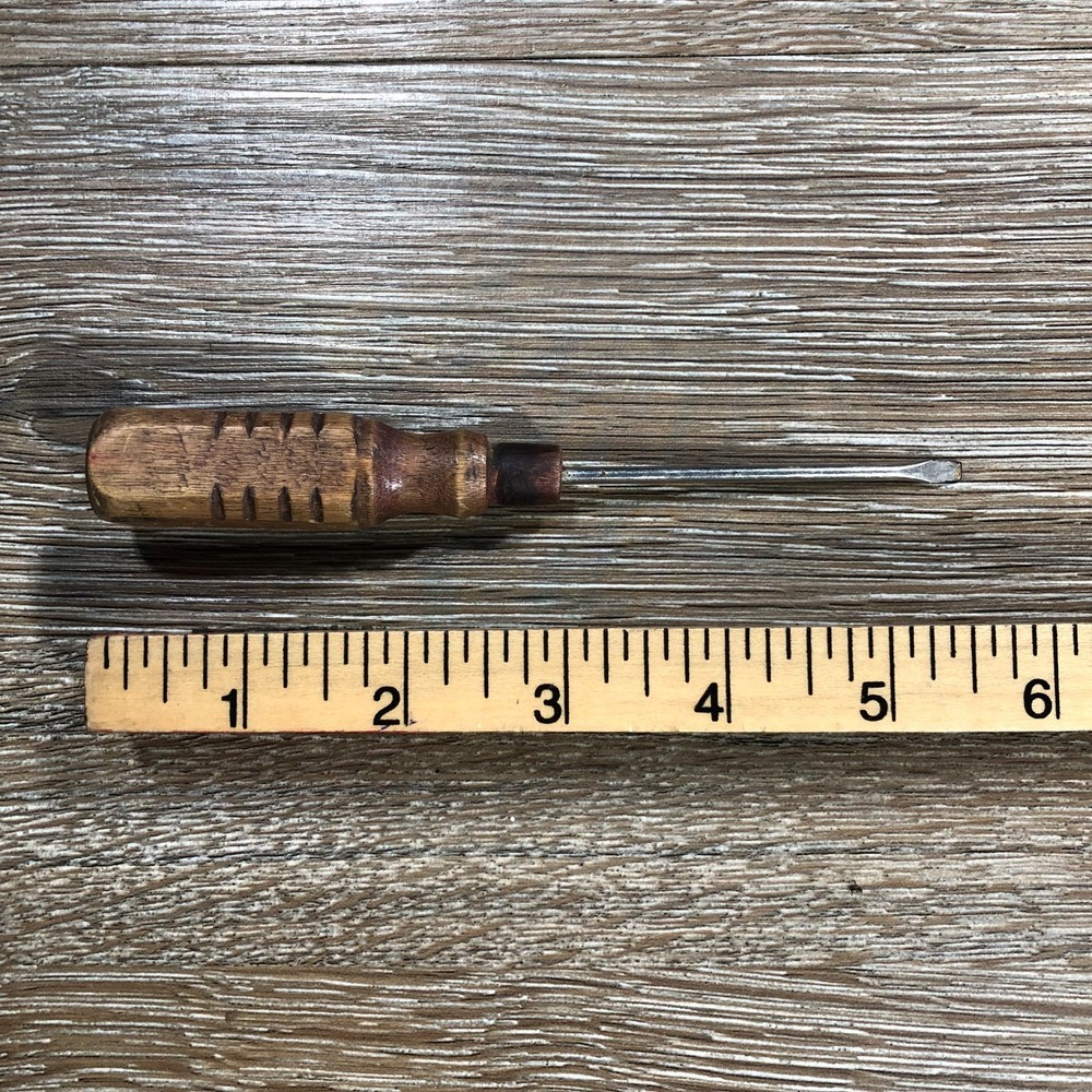 Wood Handle Flat Head Screwdriver 2-5/8" Blade Vintage