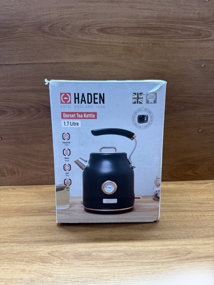 Haden Heritage 1.7L Dorset Electric Kettle, Black & Copper 75070