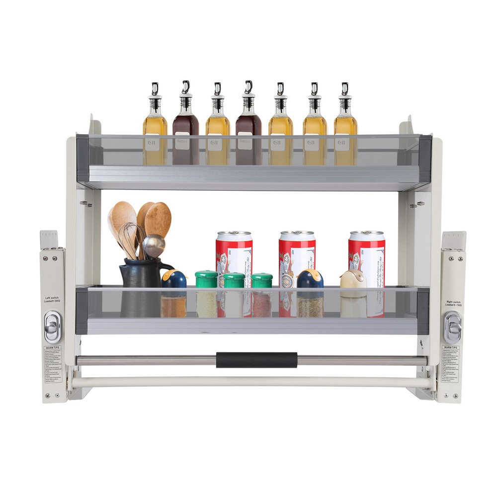 2-Tier Pull Down Shelf Upper Wall Cabinet Storage Organizer For 24inch Cabinet