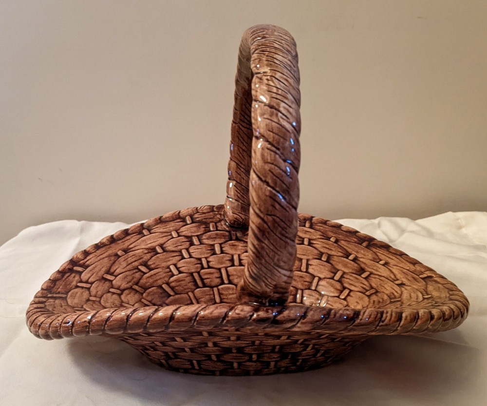 Vintage 70's Atlantic Mold Ceramic Woven Basket
