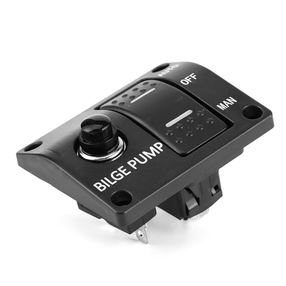 √ 3-Way Bilge Pump Switch Panel Auto Off Manual 12V 24V & LED Indicator Built In