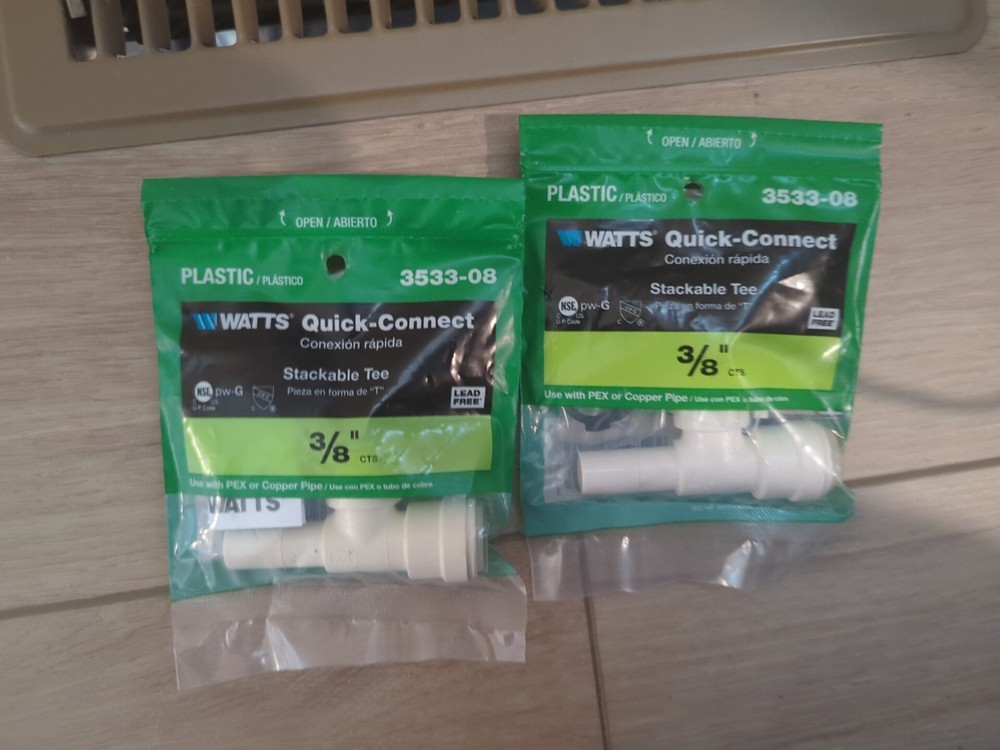 Watts, 3/8", Quick Connect Stackable Tee, 	3533-08