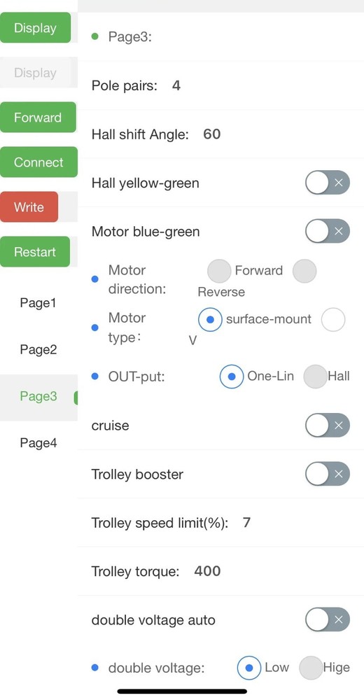 VOTOL controller LanDe controller EM25-EM150S Mobile phone Bluetooth programming