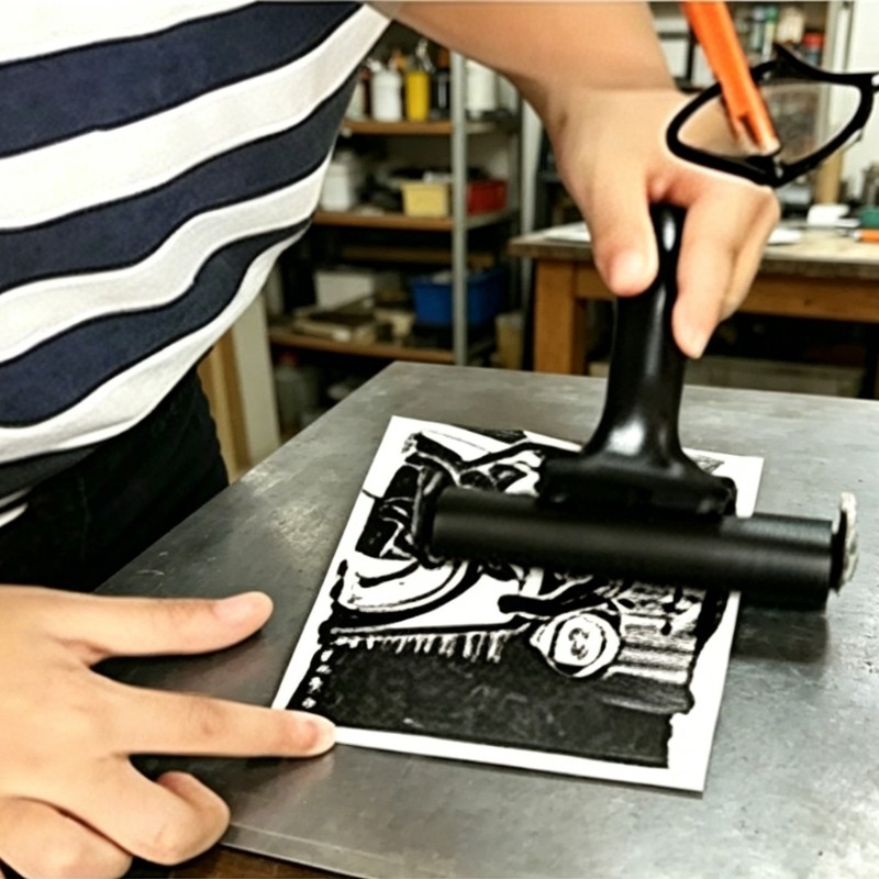 2Pcs Ergonomic Handle Printer Rollers Professional Rubber Printing Roller Tool