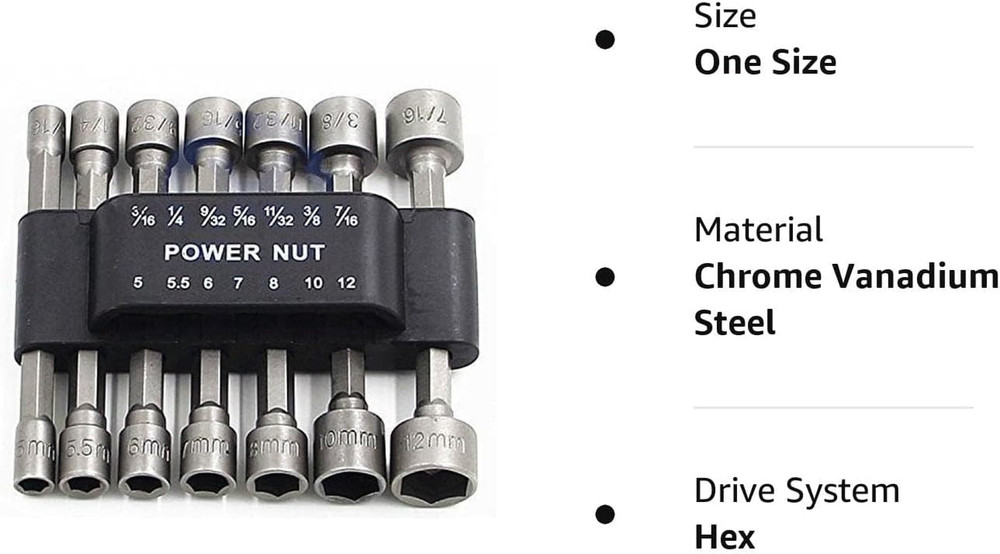 14Pcs Power Nuts Driver Drill Bit Tools Set Metric Socket Wrench Screw 1/4'' Dri