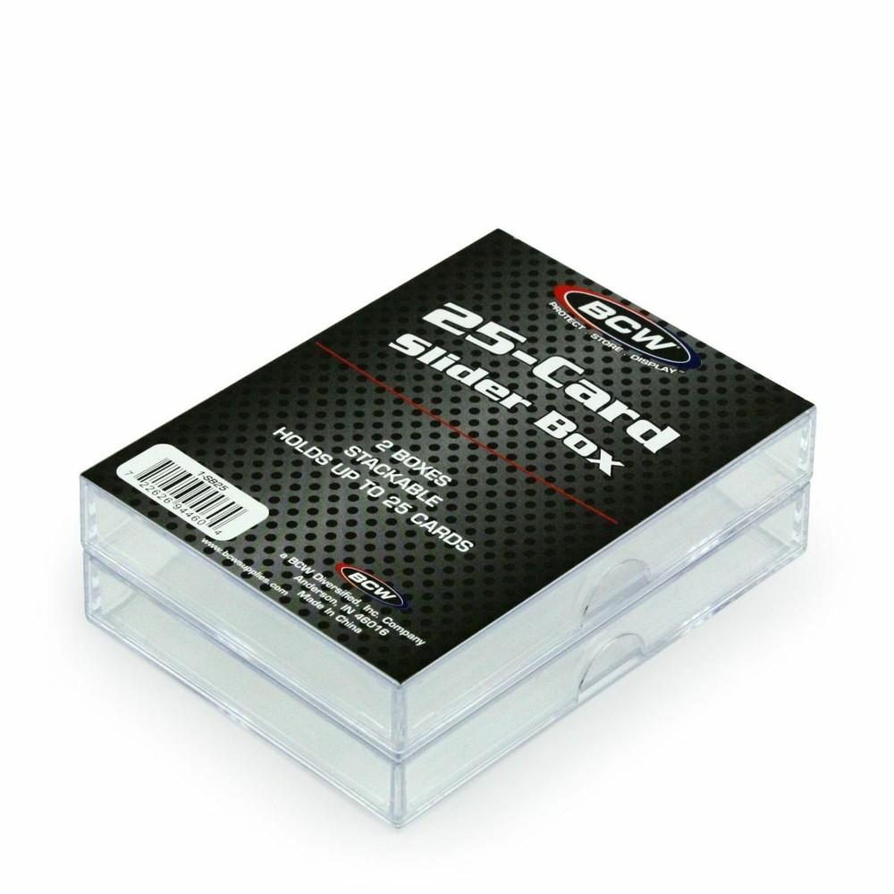 (30 Boxes) BCW 2 Piece Slider Box (25 Count Size) Plastic Card Storage Box