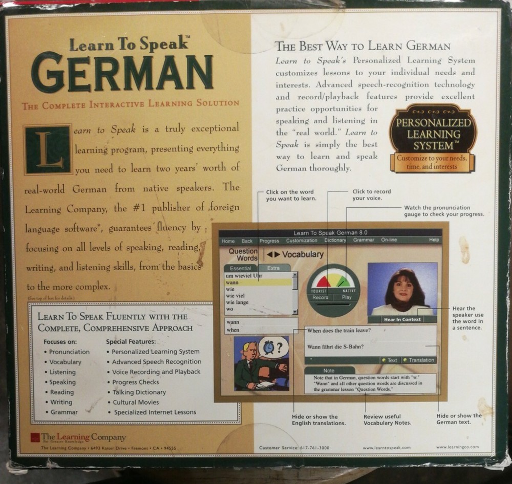 The Learning Company Learn to Speak German 8.0 pre owned