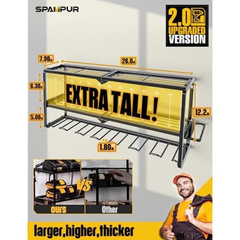 Power Tool Storage Organizer Wall Mount Charging Rack Heavy Duty Tool Holder New