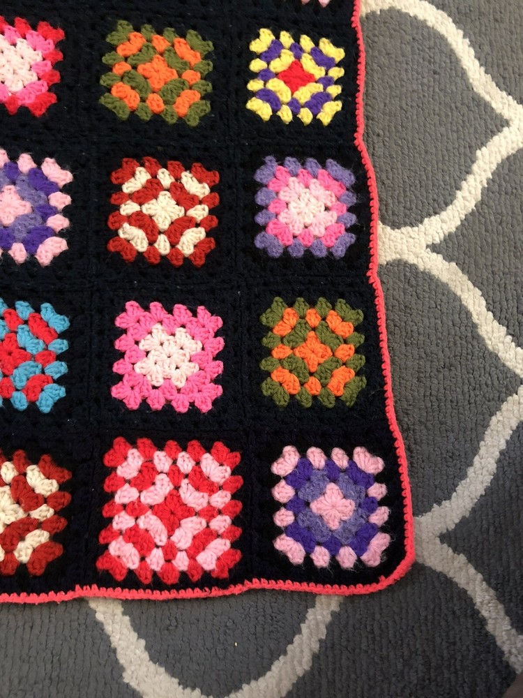 Granny Square Afghan Wrap Throw Multi Color 46x70