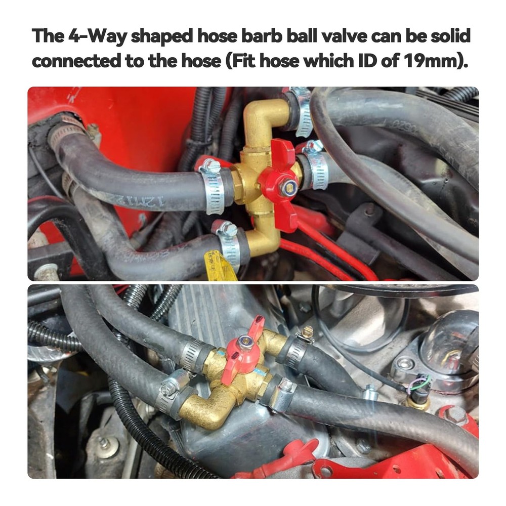 Solid Brass 3/4 Inch Heater Control Valve, 4-Way Automobile Heating Water Valve,