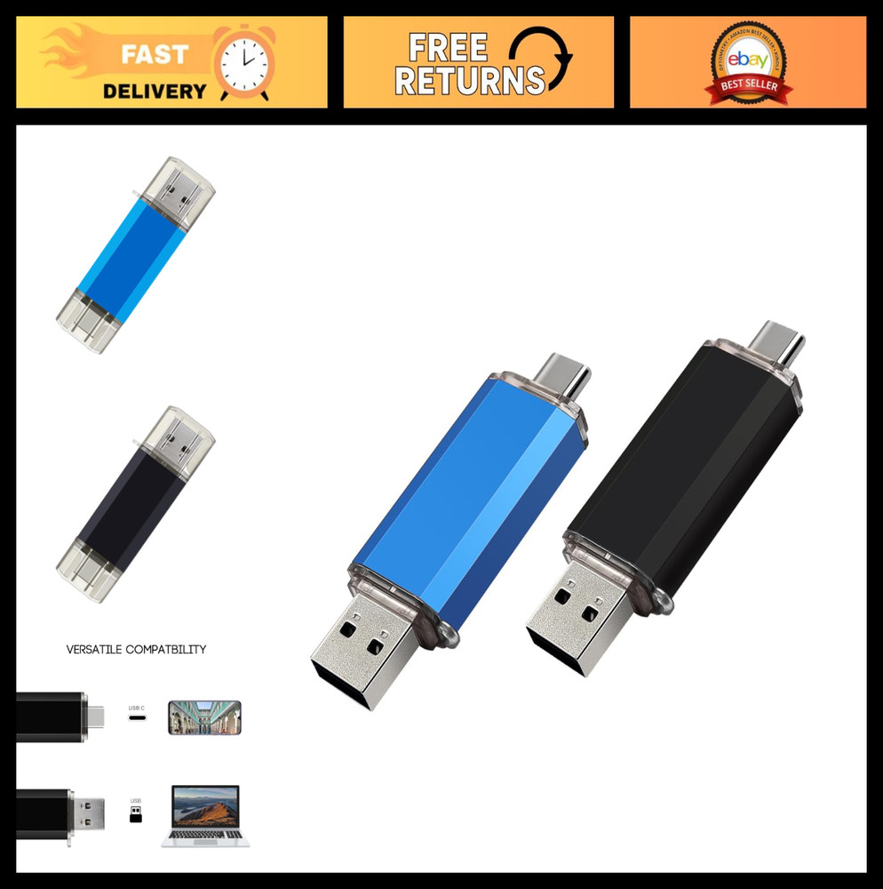 128GB USB C Flash Drive 2-Pack, Dual Type C & USB A Memory Stick, 2-in-1 Jump Dr