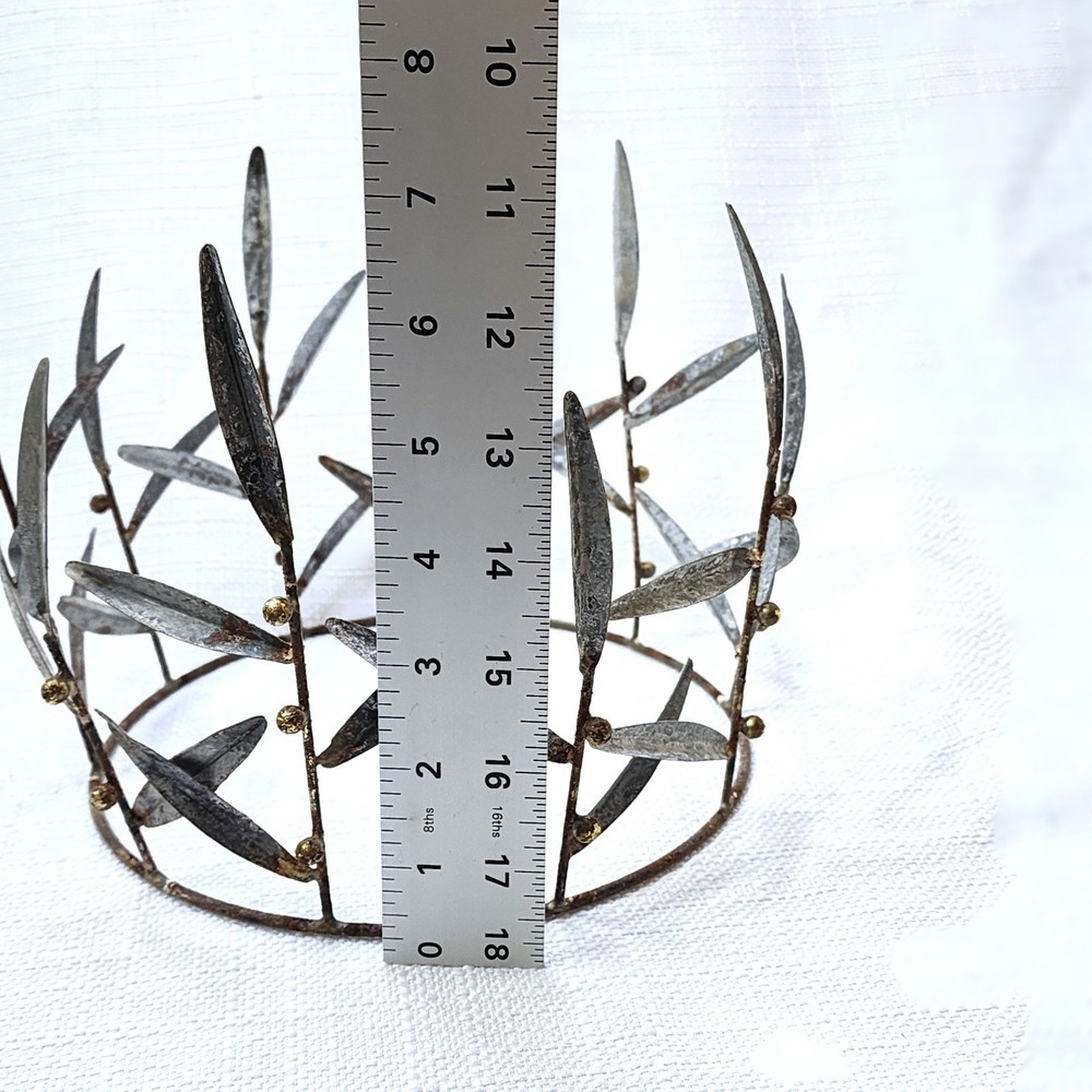 Metal Distressed Olive Leaf Branch Crown Tiara Rustic - Terrain