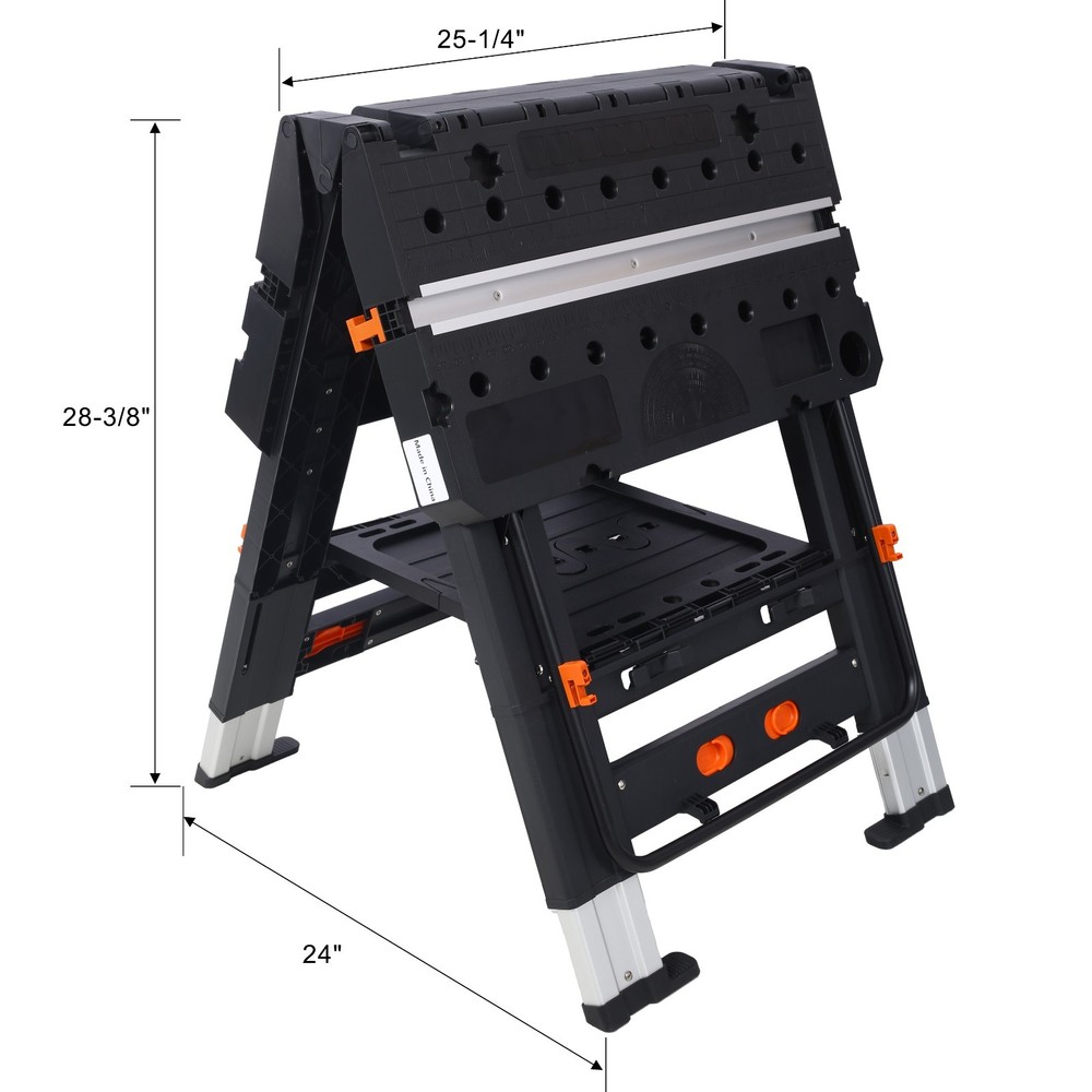 Portable Folding Work Table Sawhorse Workbench 2-in-1 Large Load Capacity