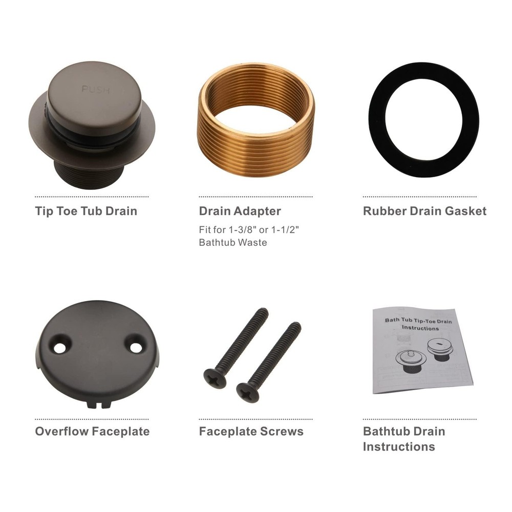 Bronze Tip Toe Bathtub Tub Drain Conversion Kit Assembly, Wellup Orb