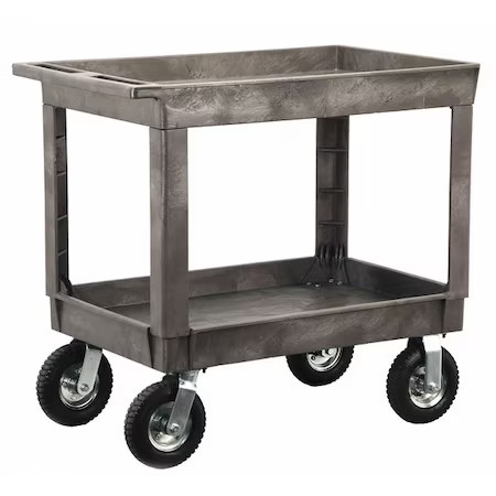 Utility Cart With Deep Lipped Plastic Shelves, Plastic, 500 Lb Load Capacity, 2