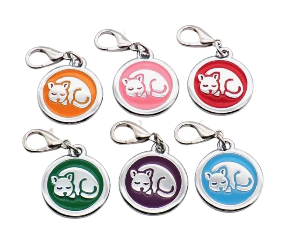 Personalized Sleeping Pet ID Tags with Trigger Snap Hook for Kittens and Cats