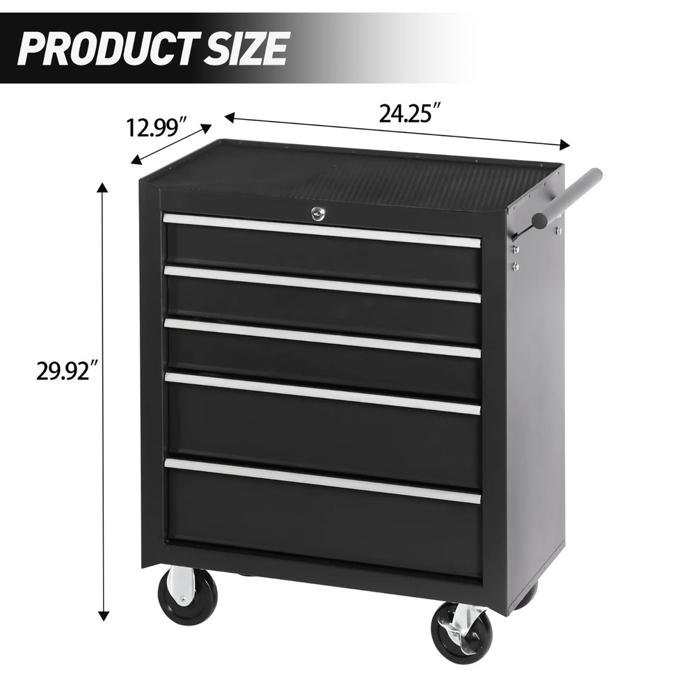 5-Drawer Rolling Tool Chest with Wheels & Storage Organizer Box