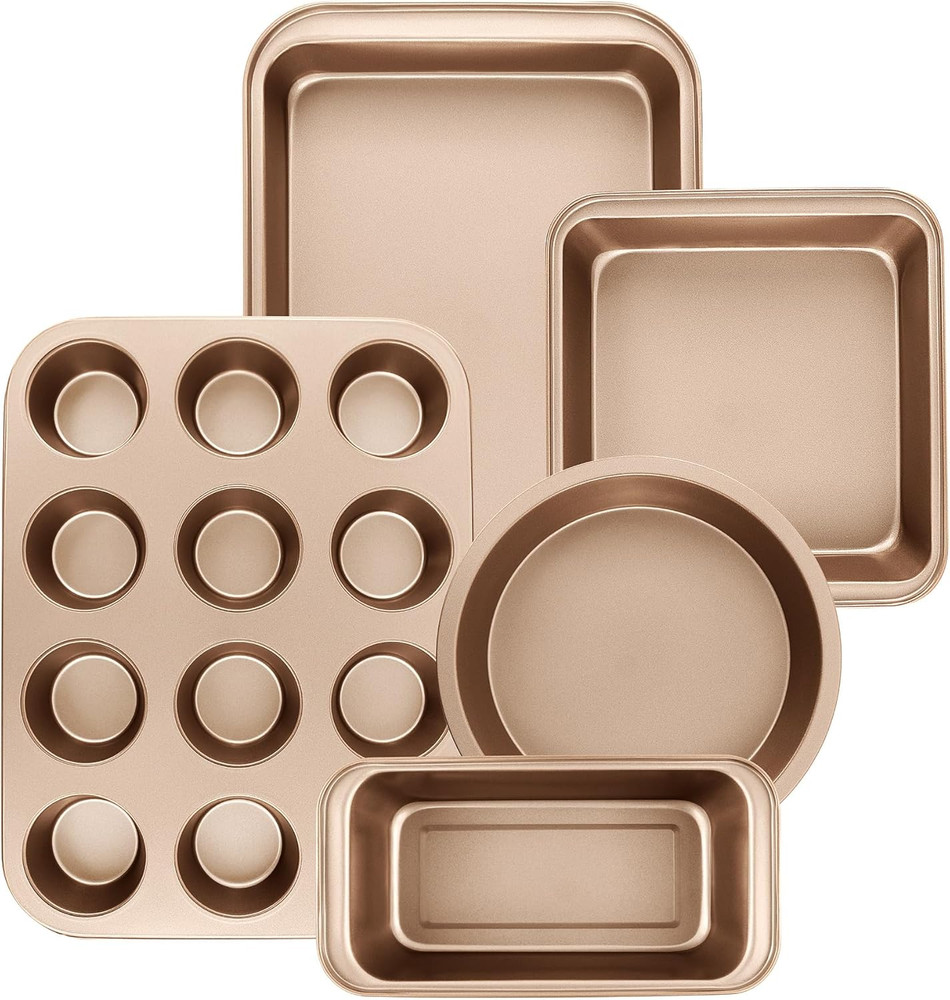 Nonstick Baking Pans Set, 5-Piece Kitchen Baking Sheets for Oven, Bakeware Sets
