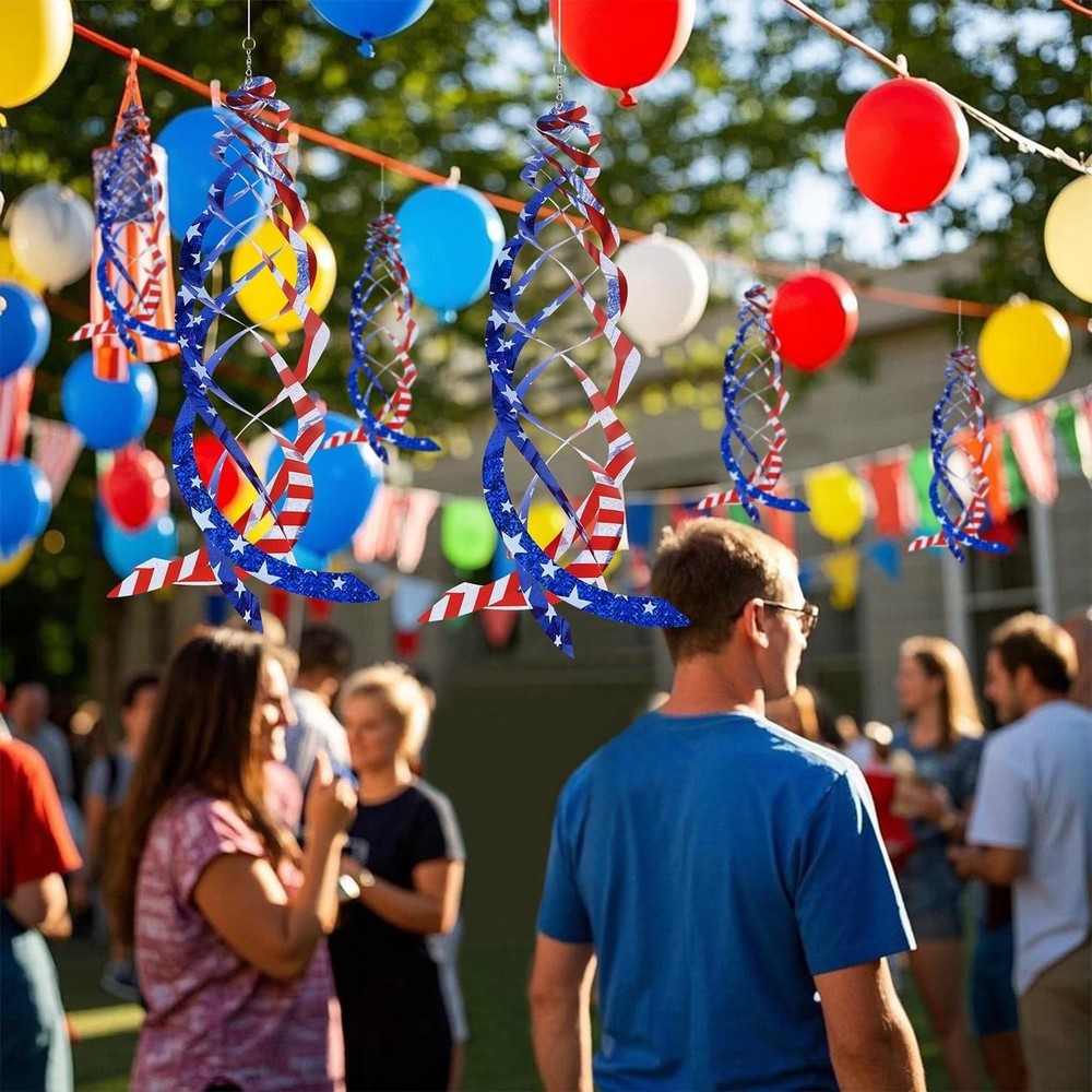 6 American Flag Reflective Garden Spinners - Effective Bird Deterrent Solution