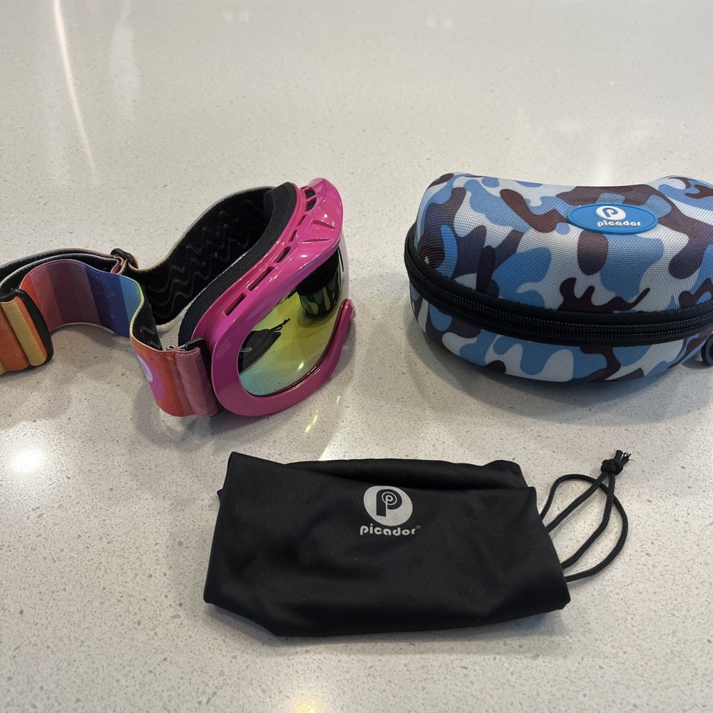 Picador Ski Goggles Pink With Rainbow Strap