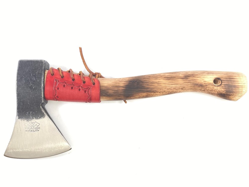 Prandi Hatchet With Red Leather Sheath And Overstrike Guard