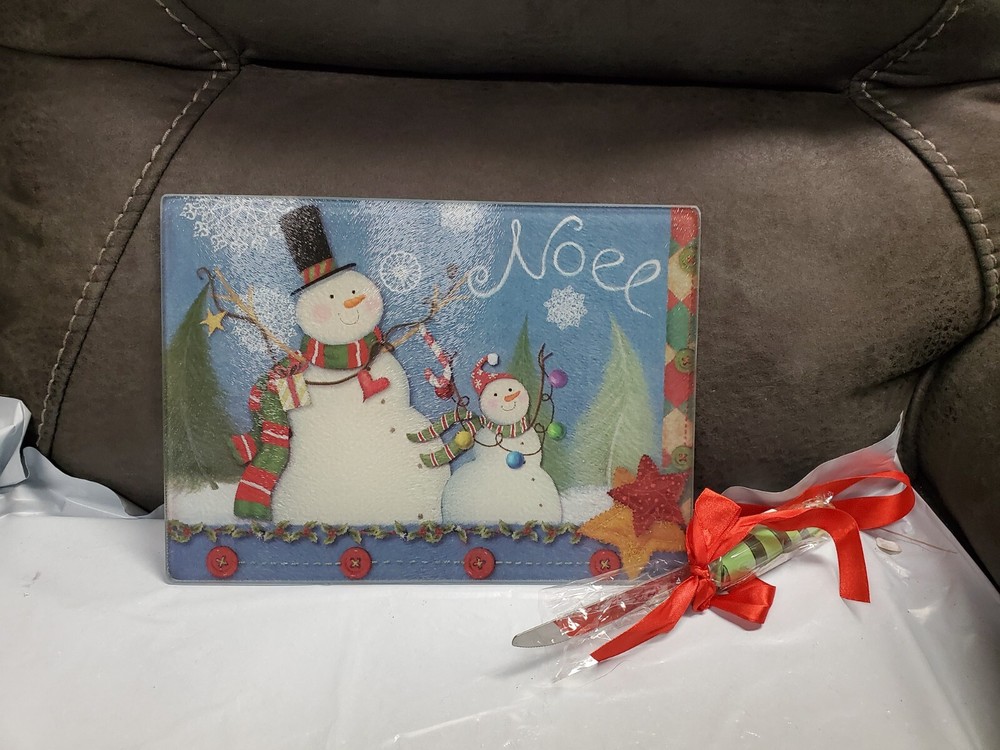 Kitchen - Chrismas Cutting Board with Utensil with Snowman on the Front