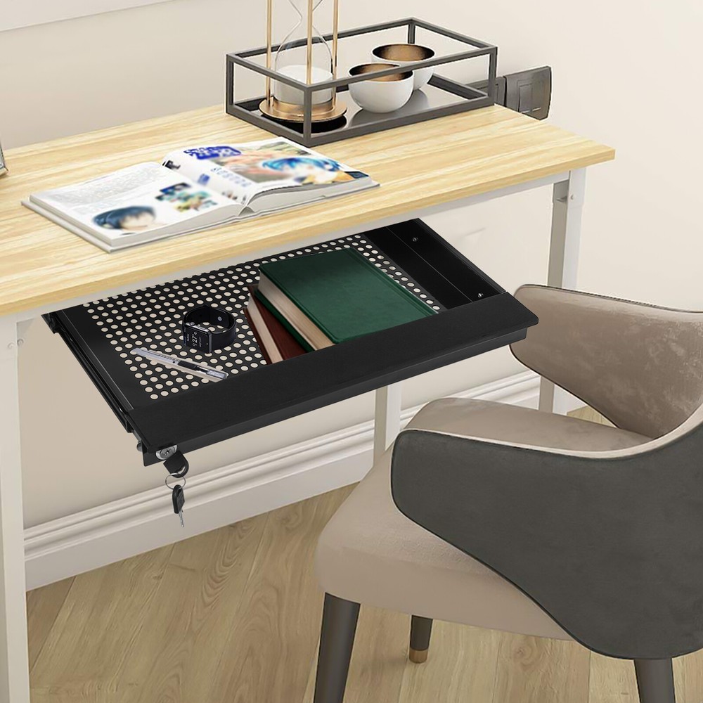 Slide Out Under Desk Keyboard Tray Pull Out Keyboard Drawer Shelf Vented Design
