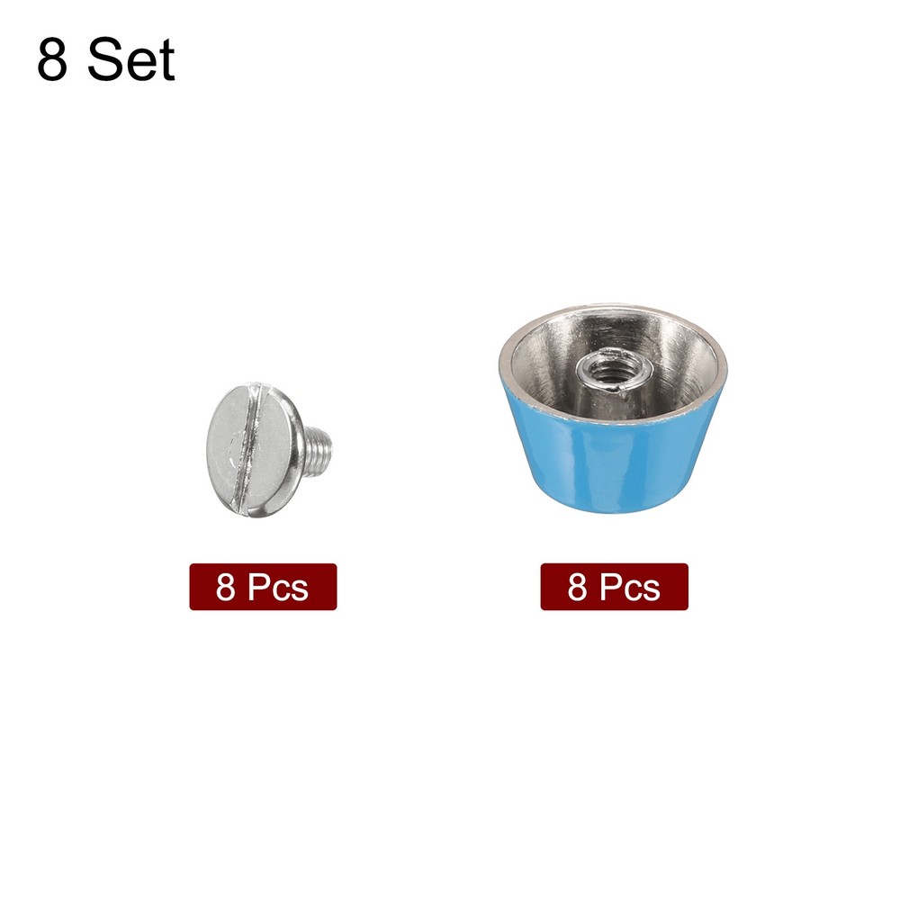 8set Flat Head Stud Spike 12mm Purse Feet Nail Stud Buckle Rivets Tool, Blue