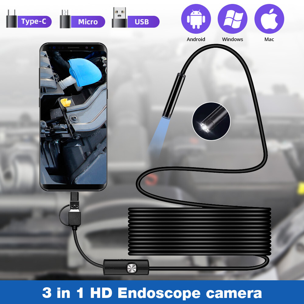 2M Endoscope Camera with Light HD Borescope Inspection Waterproof For Android